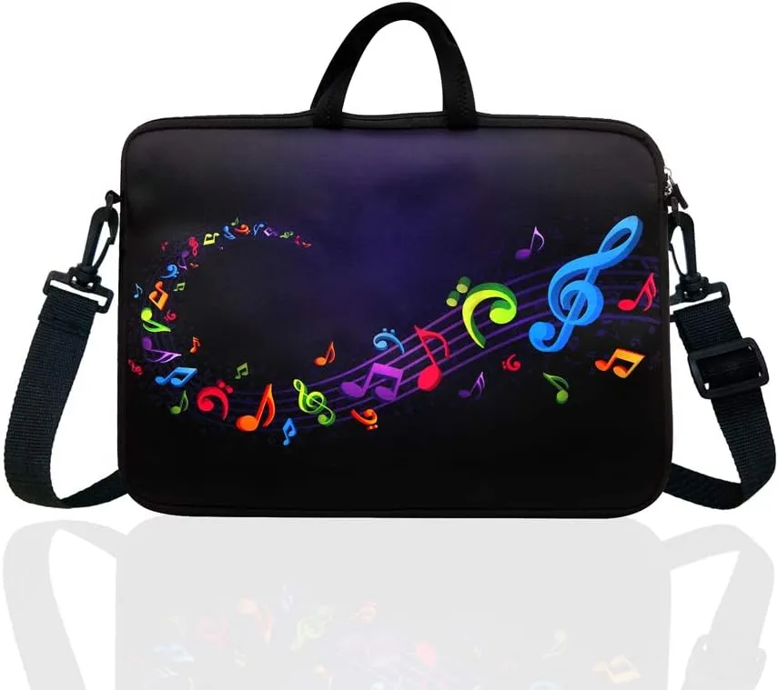 11.6-Inch to 12.5-Inch Neoprene Laptop Shoulder Messenger Bag Case Sleeve for 11 11.6 12 12.5" Inch Chromebook/Tablet/Notebook/Macbook Pro/Air (Musical Note)