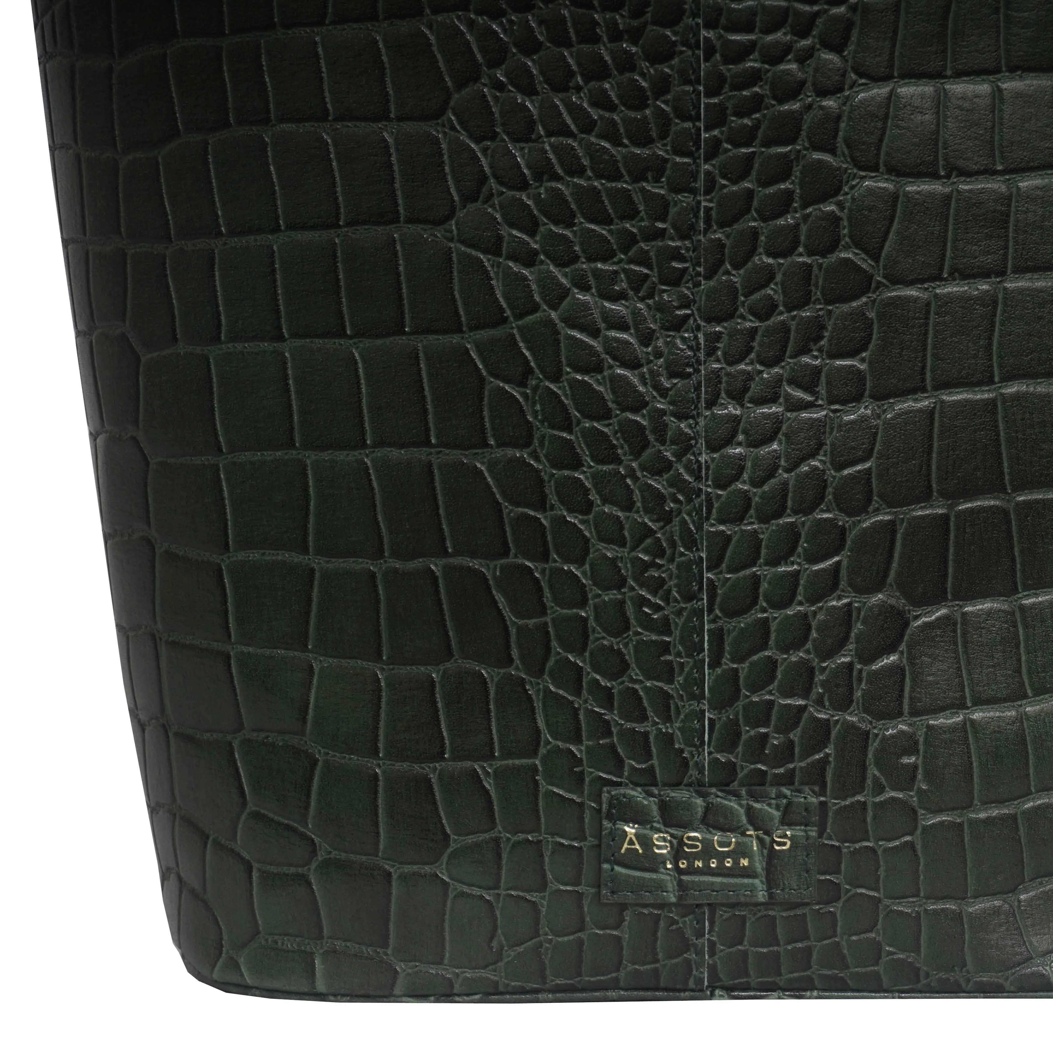 'AMELIA' Khaki Real Croc Leather Large Capacity Bucket Bag