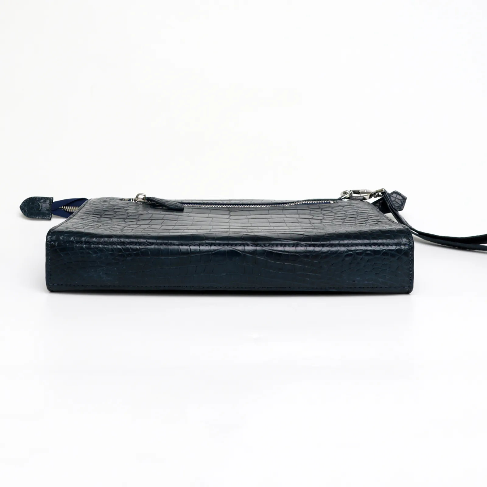 Blue Large Wallet With Strap Alligator Clutch Bag Business Portfolio Briefcase