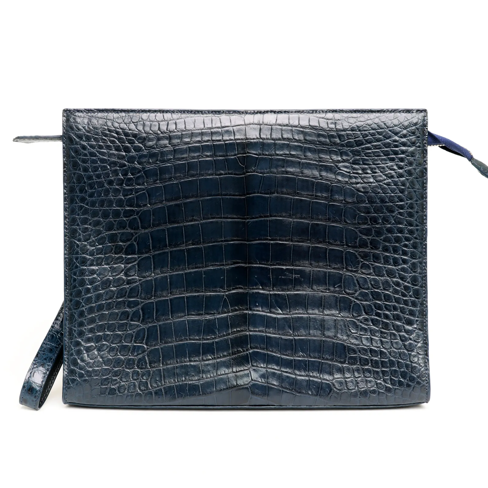 Blue Large Wallet With Strap Alligator Clutch Bag Business Portfolio Briefcase