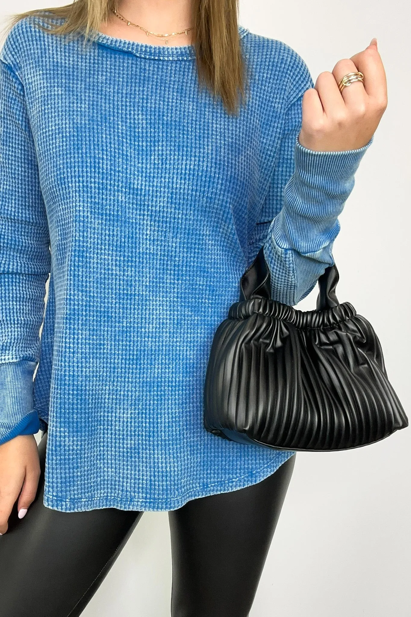 Britt Vegan Leather Pleated Crossbody Bucket Bag