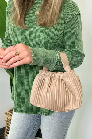 Britt Vegan Leather Pleated Crossbody Bucket Bag