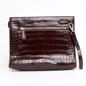 Brown Large Wallet With Strap Alligator Clutch Bag Business Portfolio Briefcase