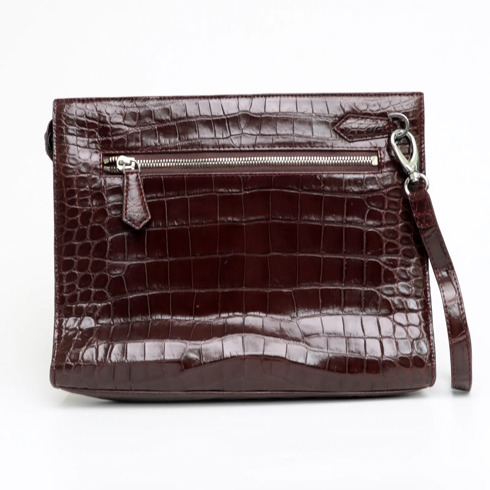 Brown Large Wallet With Strap Alligator Clutch Bag Business Portfolio Briefcase