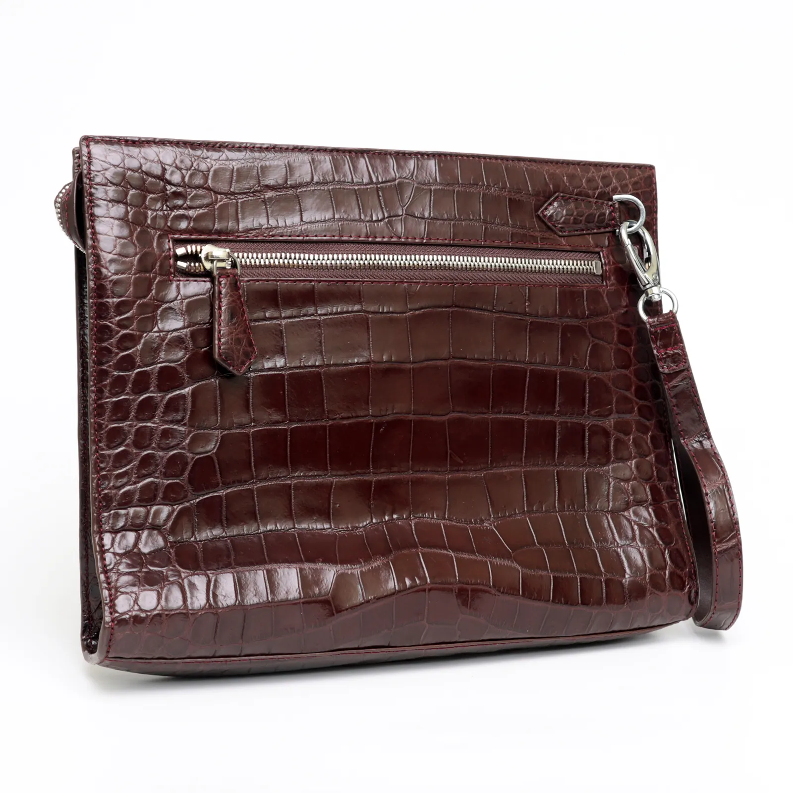 Brown Large Wallet With Strap Alligator Clutch Bag Business Portfolio Briefcase