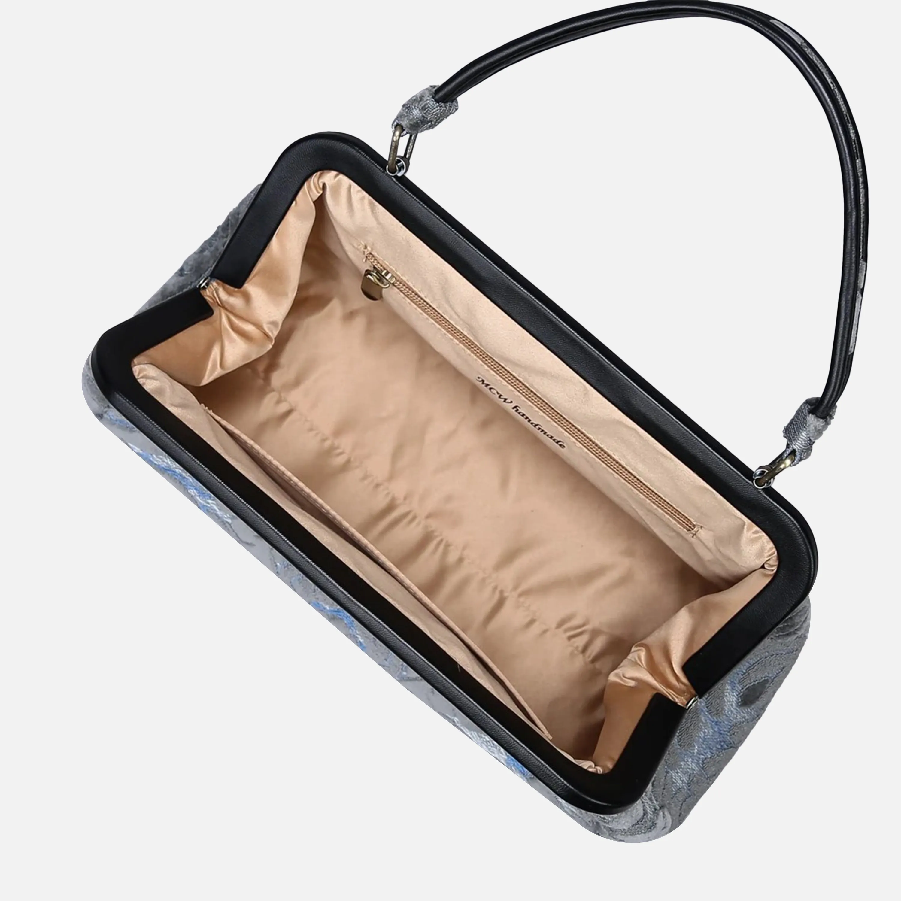 Burnout Velvet Steel Blue Top Handle Purse