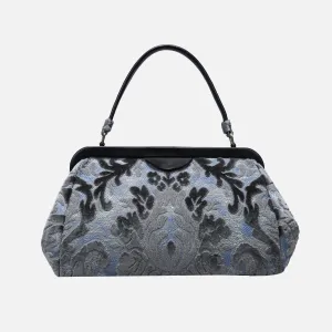 Burnout Velvet Steel Blue Top Handle Purse