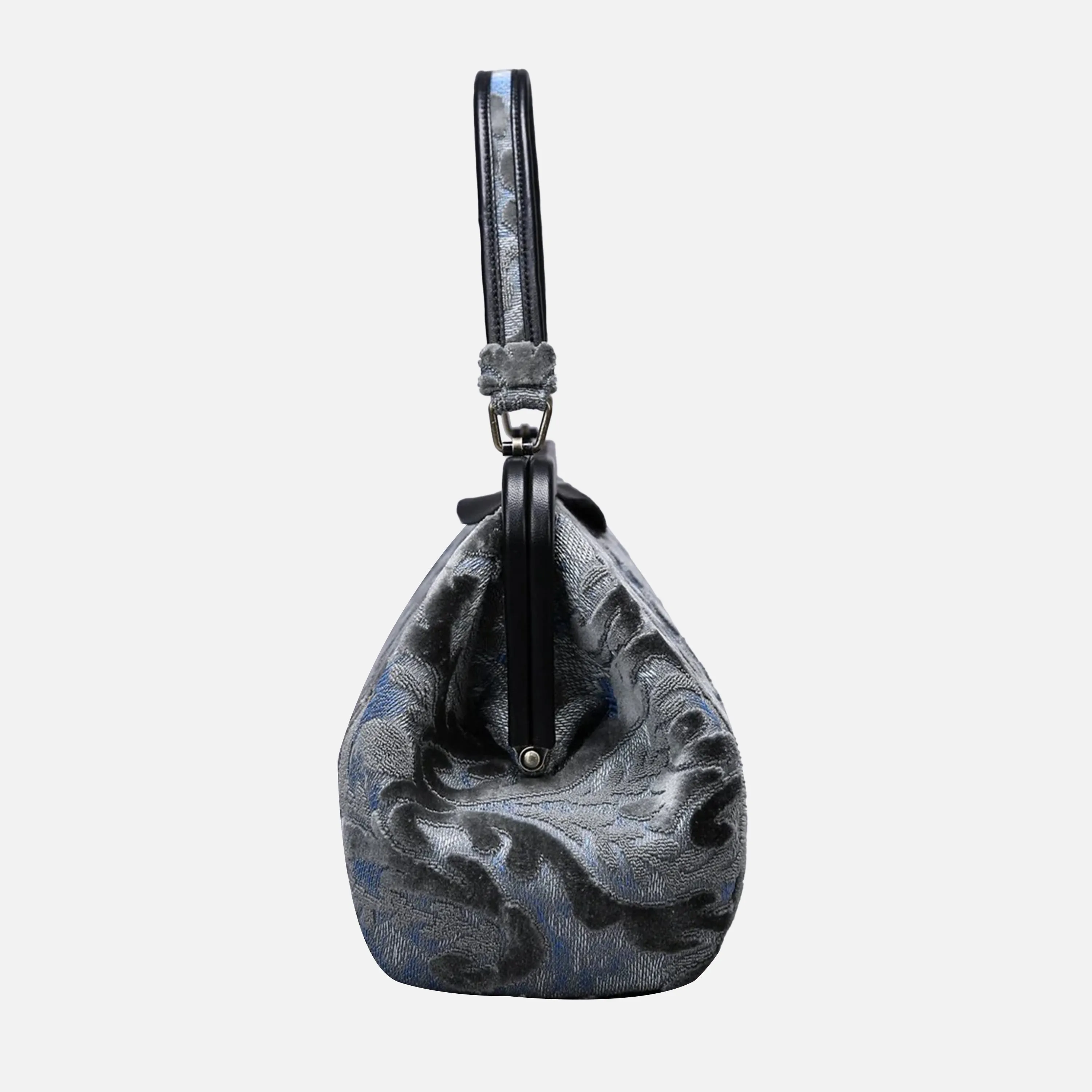 Burnout Velvet Steel Blue Top Handle Purse
