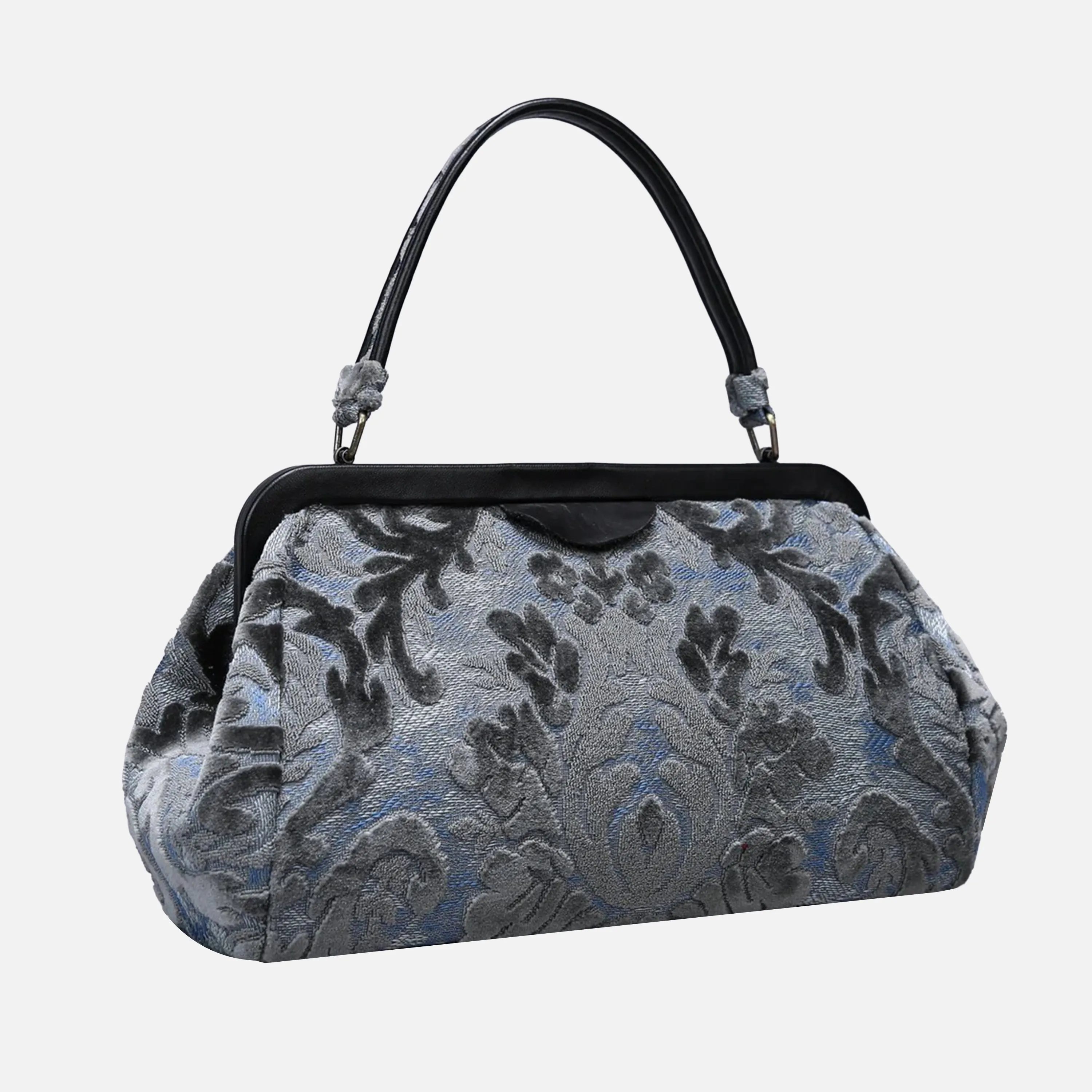 Burnout Velvet Steel Blue Top Handle Purse