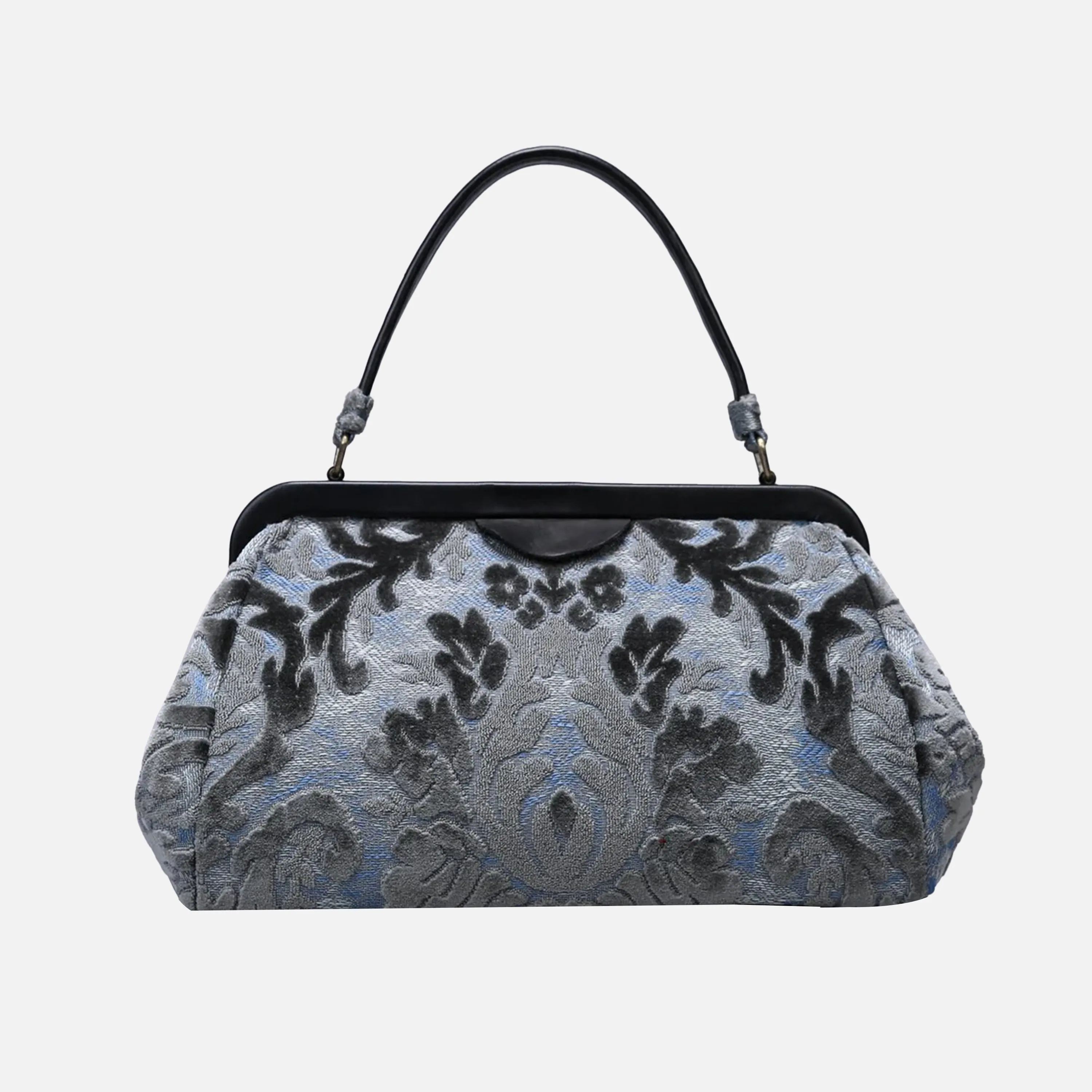 Burnout Velvet Steel Blue Top Handle Purse