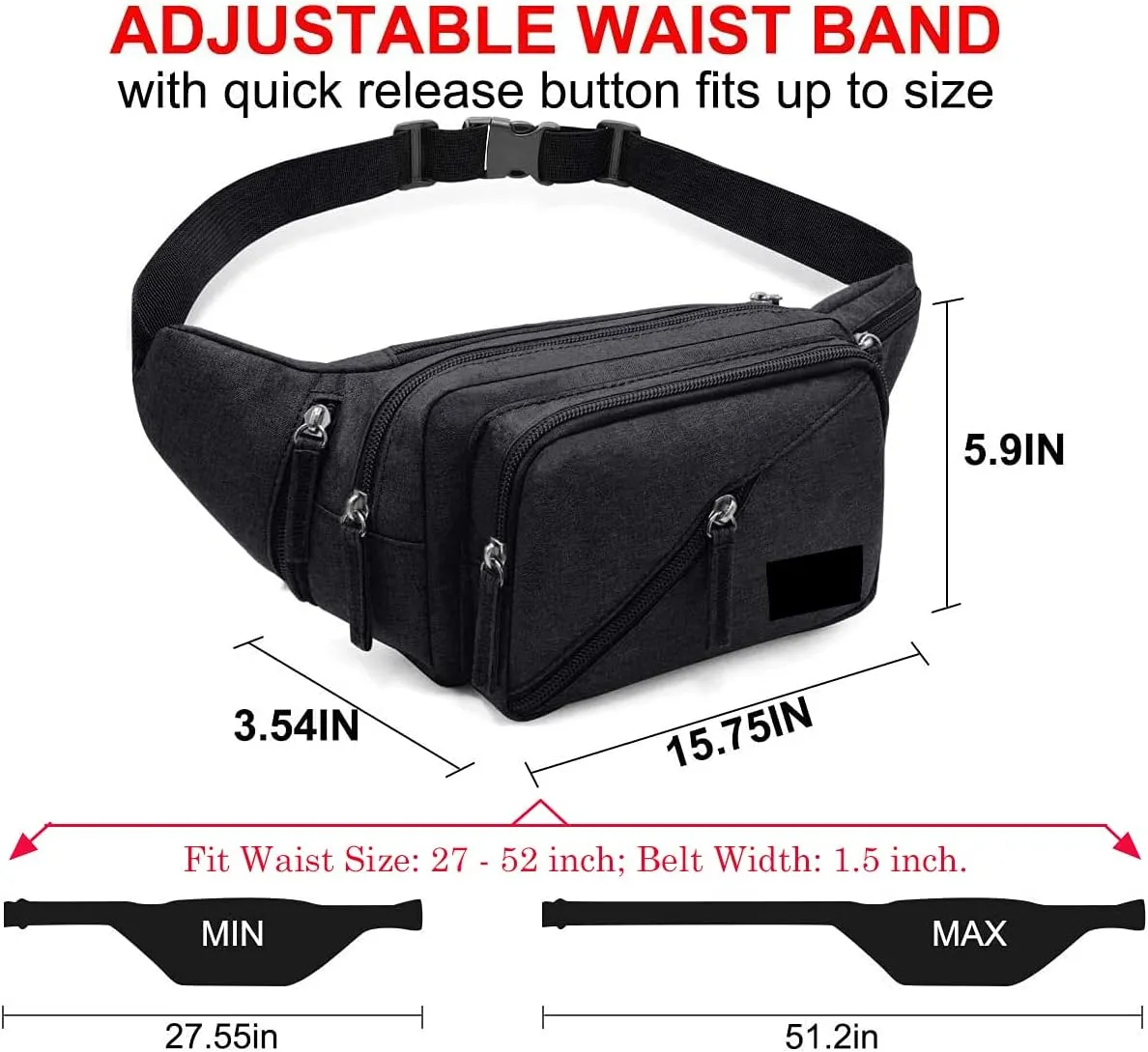 Concealed Carry Pistol Waist bag Tactical Conceal Carry Pistol Bag Fanny Packs Handgun Holster Pouch with Bottle&Gun Holder Fits 1911 Glock etc