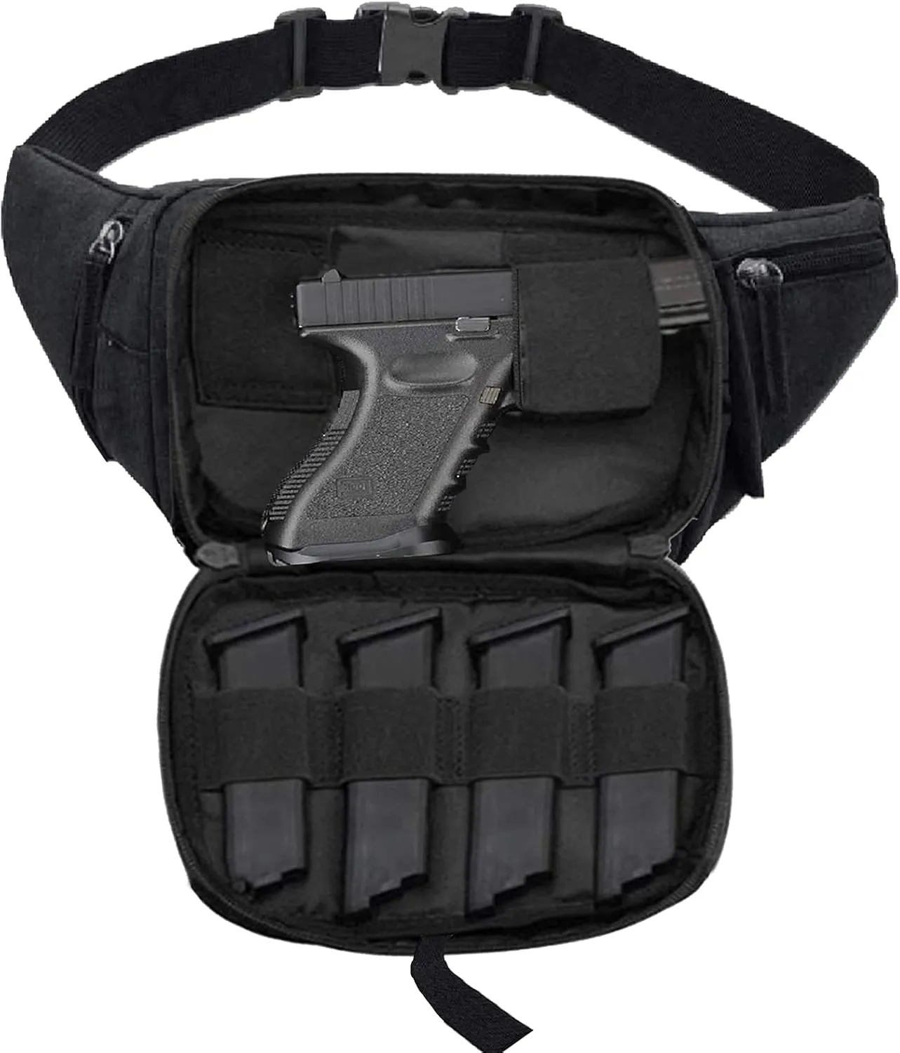 Concealed Carry Pistol Waist bag Tactical Conceal Carry Pistol Bag Fanny Packs Handgun Holster Pouch with Bottle&Gun Holder Fits 1911 Glock etc