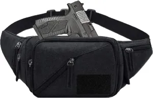 Concealed Carry Pistol Waist bag Tactical Conceal Carry Pistol Bag Fanny Packs Handgun Holster Pouch with Bottle&Gun Holder Fits 1911 Glock etc