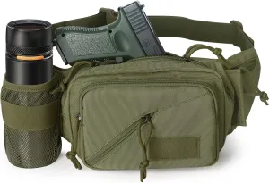 Concealed Carry Pistol Waist bag Tactical Conceal Carry Pistol Bag Fanny Packs Handgun Holster Pouch with Bottle&Gun Holder Fits 1911 Glock etc