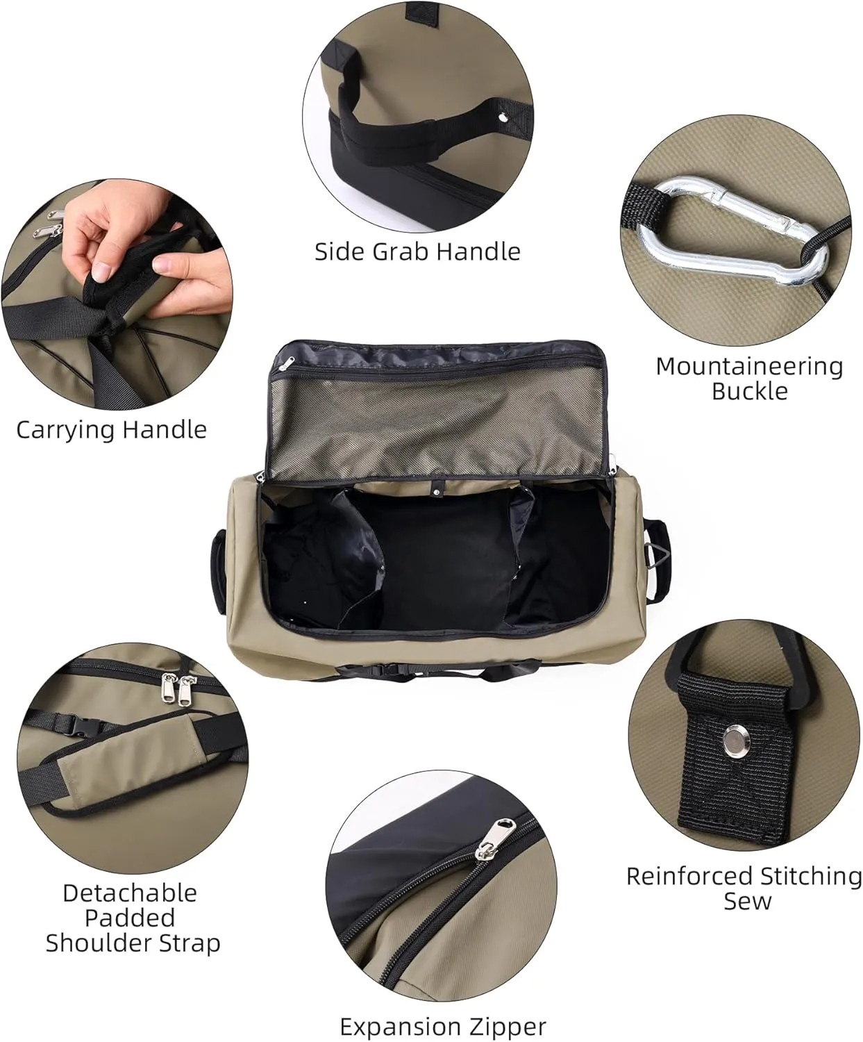 CONTAIL 32 Soft-side 110L Expandable 140L Rolling Duffle Bag with 2 Inline Wheels,Convertible Weekend Travel Bag with Bungee-Cord System,Army Green