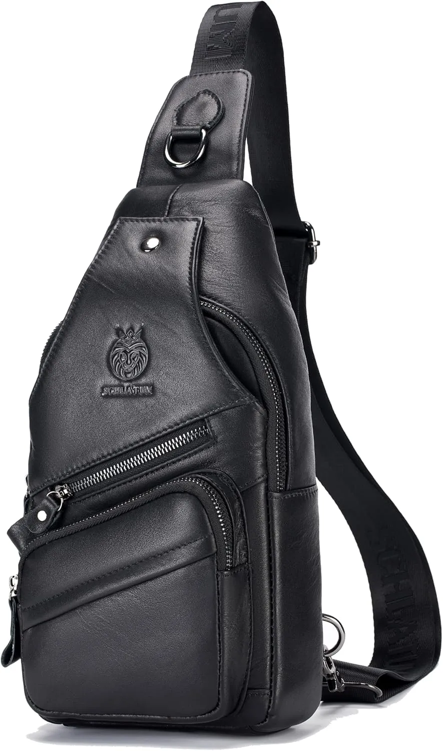 Crossbody Bag for Men Genuine Leather Sling Bag Small Chest Shoulder Bag Durable Men Bag Crossbody