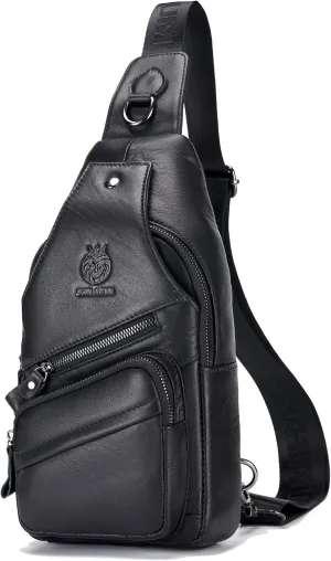 Crossbody Bag for Men Genuine Leather Sling Bag Small Chest Shoulder Bag Durable Men Bag Crossbody