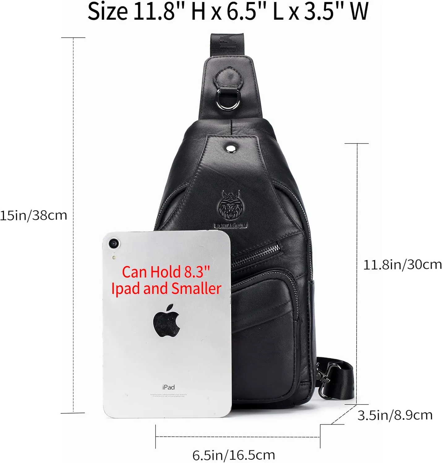 Crossbody Bag for Men Genuine Leather Sling Bag Small Chest Shoulder Bag Durable Men Bag Crossbody