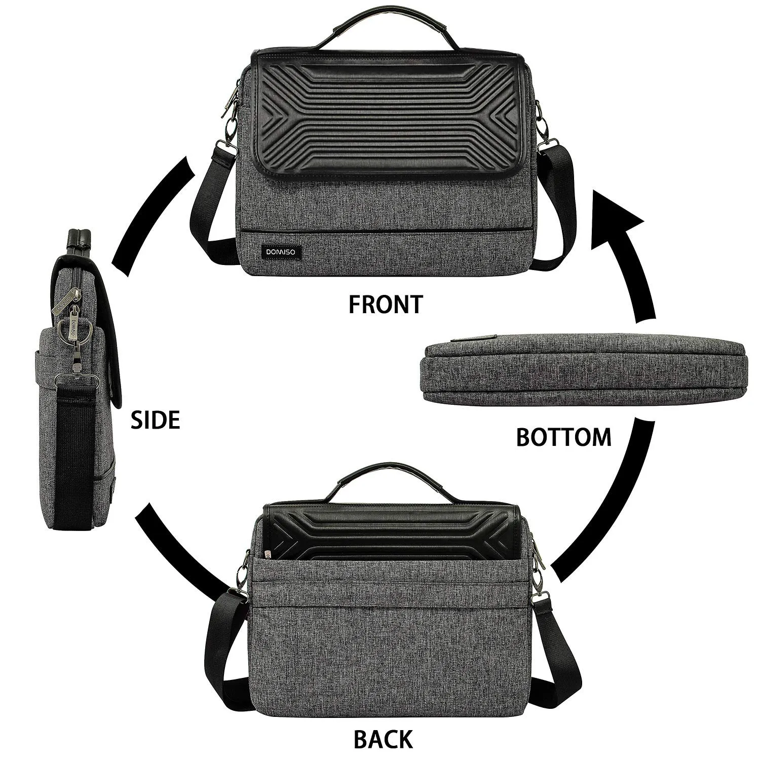 DOMISO 17 Inch Multi-Functional Laptop Sleeve with Strap Business Briefcase Waterproof Messenger Shoulder Bag for 17"-17.3" Notebooks/Dell/Lenovo/Acer/HP/MSI