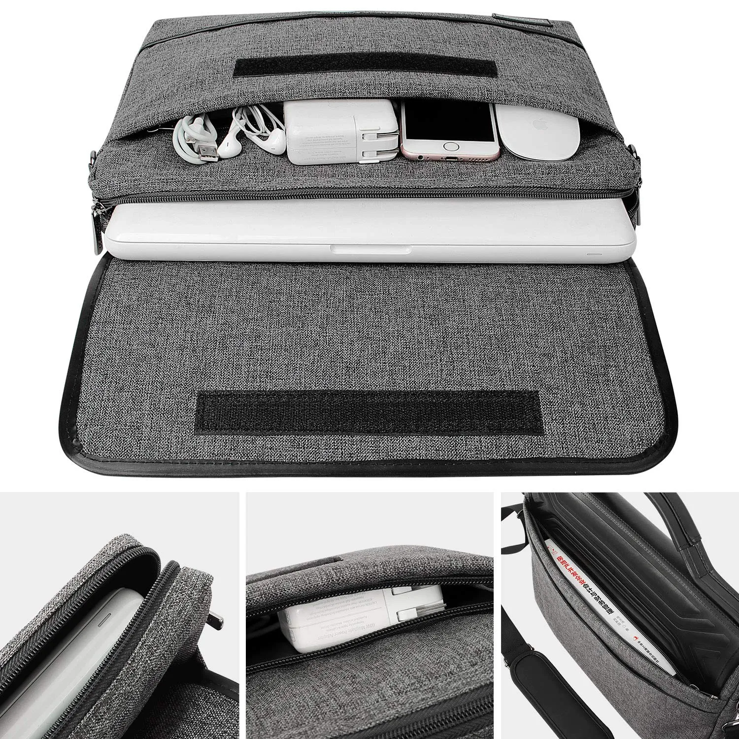 DOMISO 17 Inch Multi-Functional Laptop Sleeve with Strap Business Briefcase Waterproof Messenger Shoulder Bag for 17"-17.3" Notebooks/Dell/Lenovo/Acer/HP/MSI