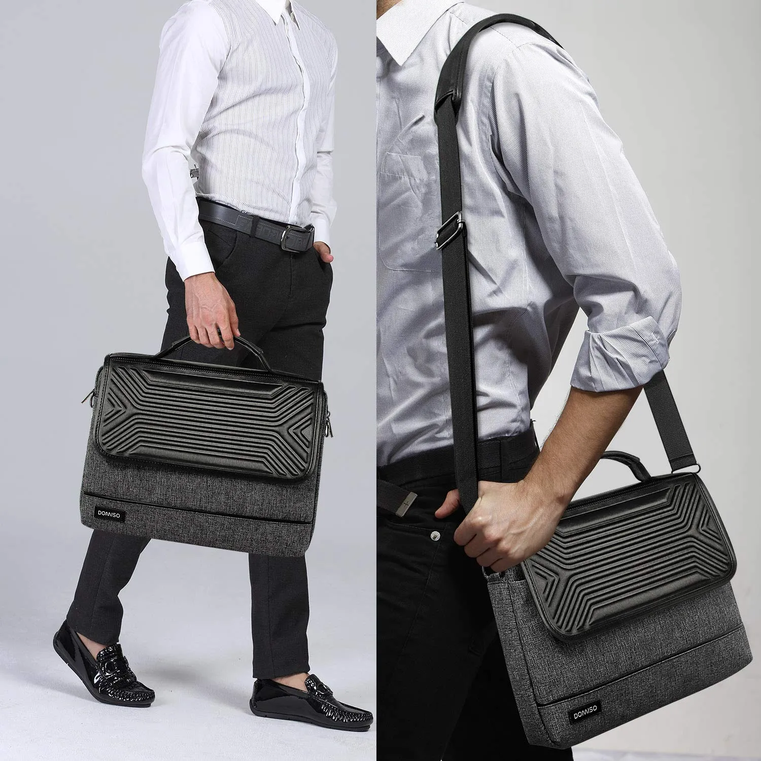 DOMISO 17 Inch Multi-Functional Laptop Sleeve with Strap Business Briefcase Waterproof Messenger Shoulder Bag for 17"-17.3" Notebooks/Dell/Lenovo/Acer/HP/MSI