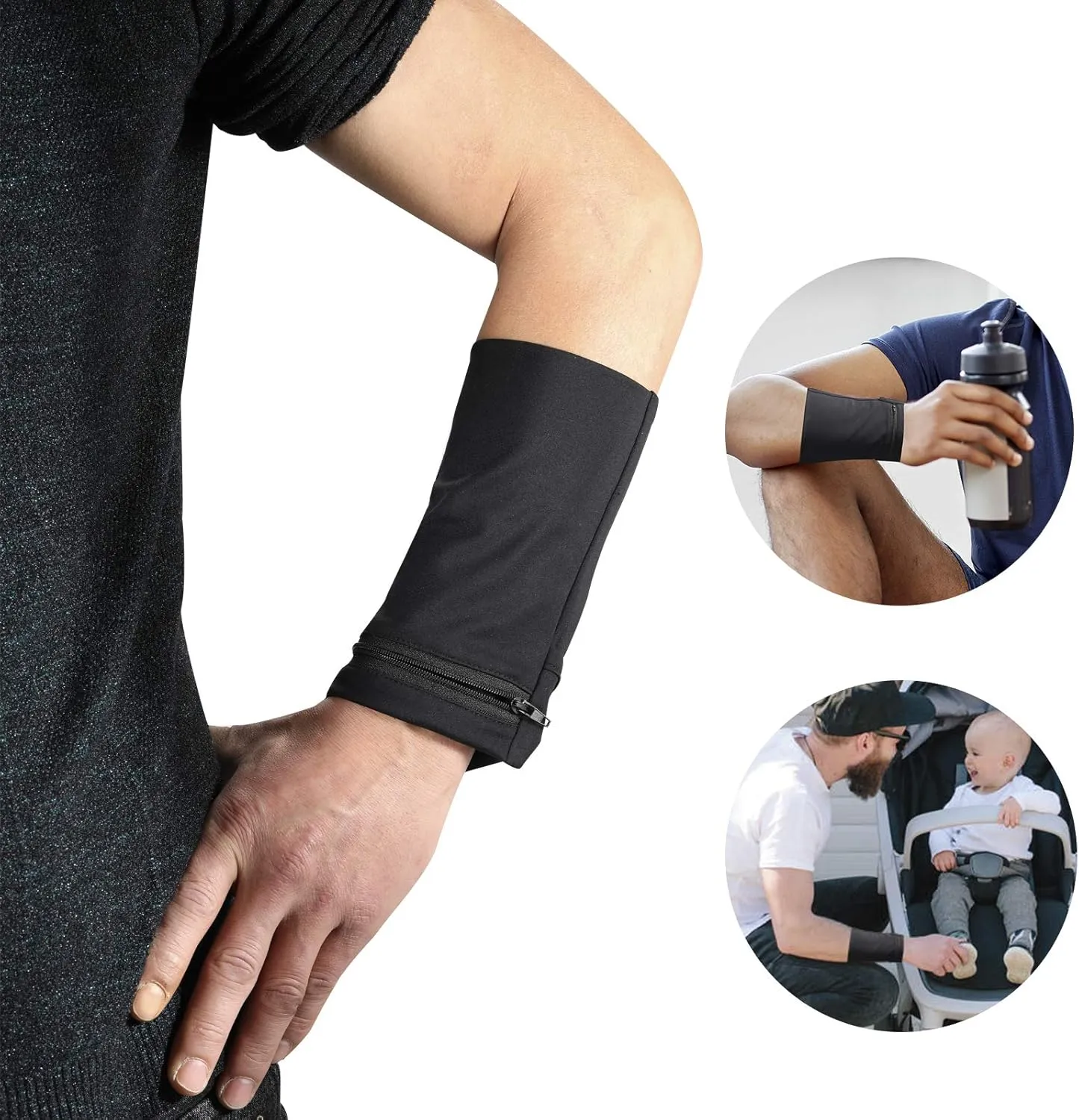 Easyports 2 Pocket Wrist Wallet Wrist Cell Phone Holder, Ankle Wallet, Sweat Bands, Armband, Hidden Pouch, Wristlet Wallet for Travel, Outdoor Sports Running.