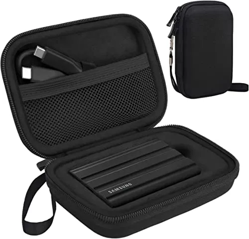 External Hard Drive Case Protective Case for Samsung T7 Shield/Samsung T7/T7 Touch Portable SSD 500GB 1TB 2TB USB 3.2 Hard Eva Waterproof Shockproof Case Travel Bag, Black Black