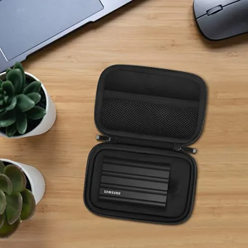 External Hard Drive Case Protective Case for Samsung T7 Shield/Samsung T7/T7 Touch Portable SSD 500GB 1TB 2TB USB 3.2 Hard Eva Waterproof Shockproof Case Travel Bag, Black Black