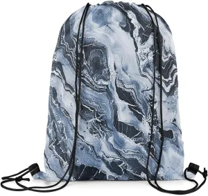 Feelyou Marbling Drawstring Backpack 13"x15.7" Geometric Drawstring Bags for Modern Art Sports Drawstring Sackpack Blue Black Waterproof Cinch Bag