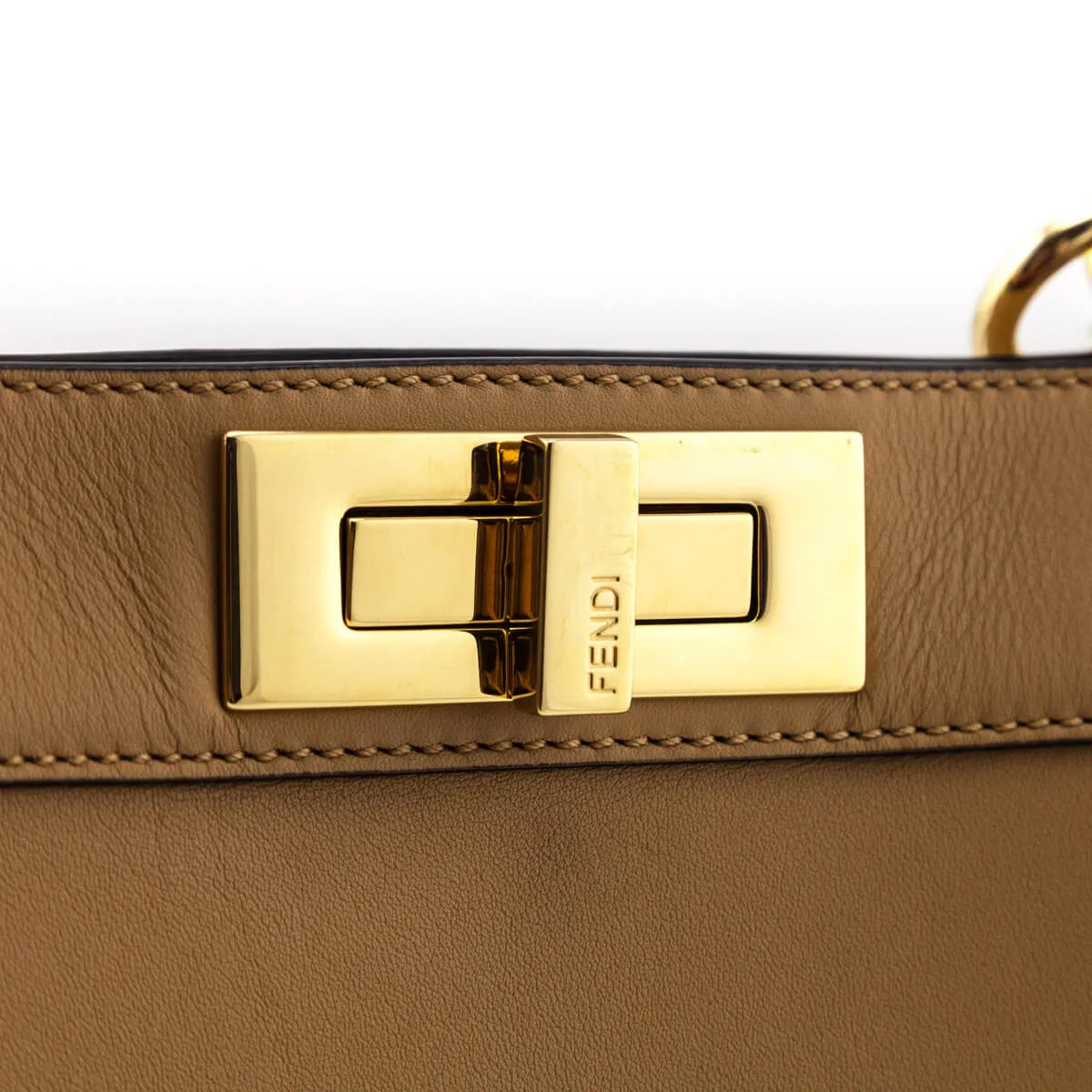 Fendi Miele Scuro Vitello Seta Nappa Medium Peekaboo I SEE U Satchel