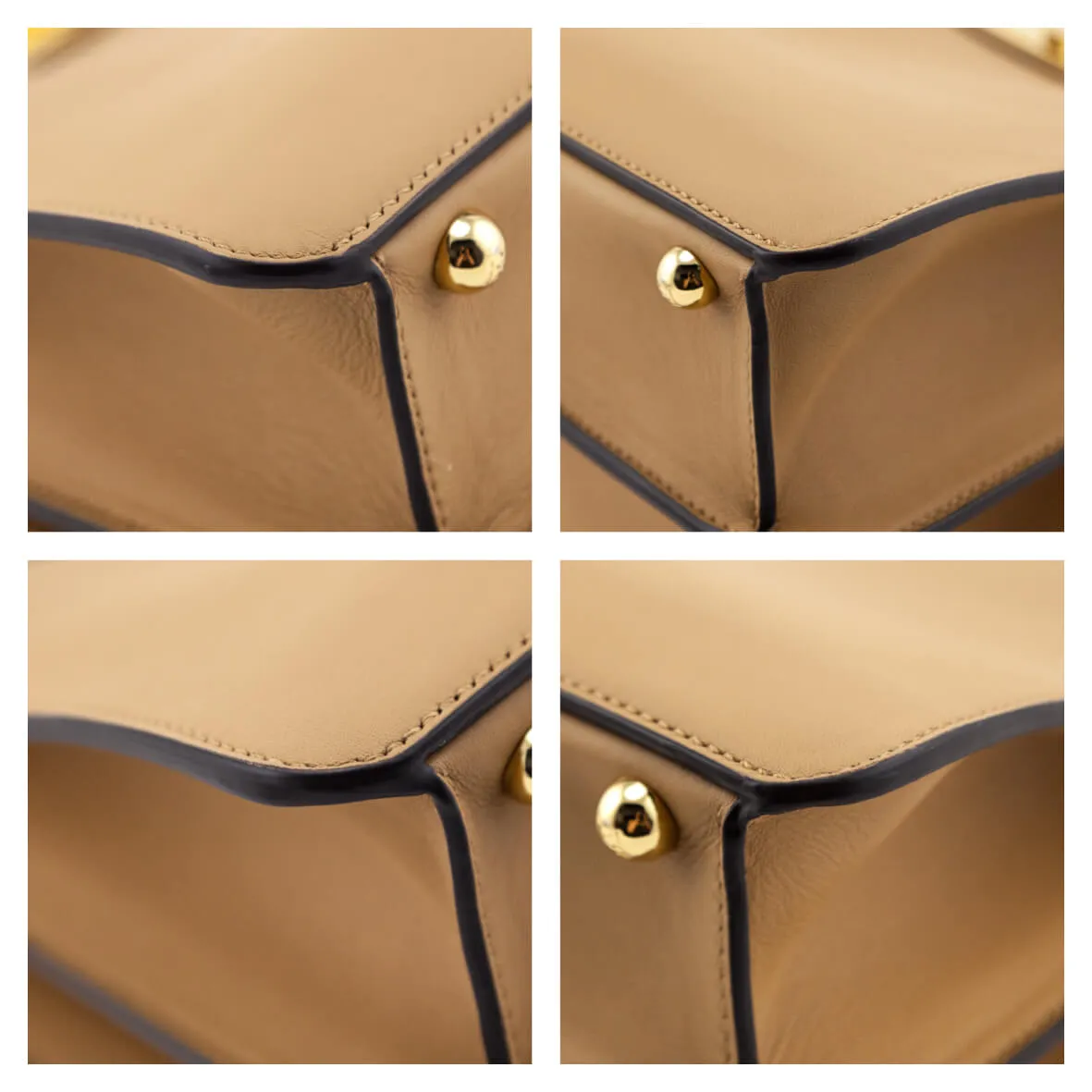Fendi Miele Scuro Vitello Seta Nappa Medium Peekaboo I SEE U Satchel