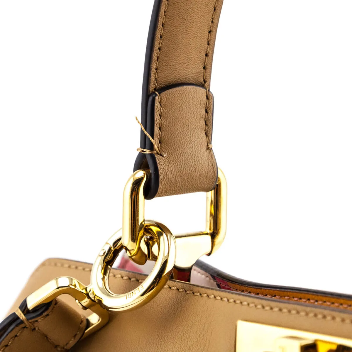 Fendi Miele Scuro Vitello Seta Nappa Medium Peekaboo I SEE U Satchel