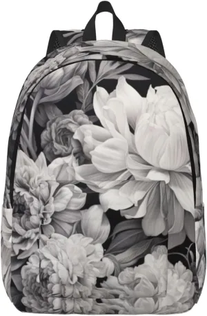 Floral Graphite Canvas Backpack For Men Women,Casual Rucksack Backpack, Laptop College Hiking Travel Bag