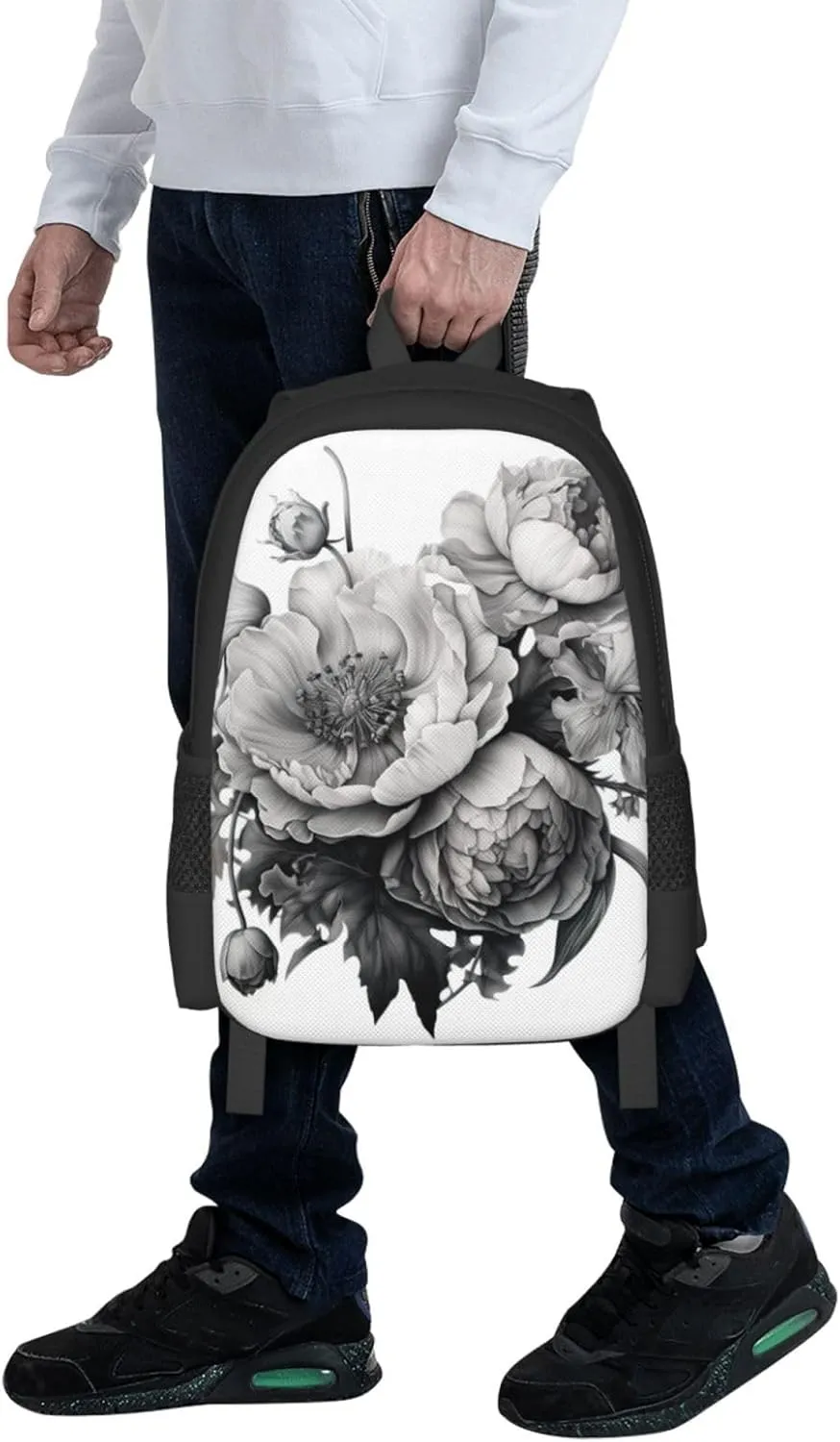 Floral Graphite Canvas Backpack For Men Women,Casual Rucksack Backpack, Laptop College Hiking Travel Bag