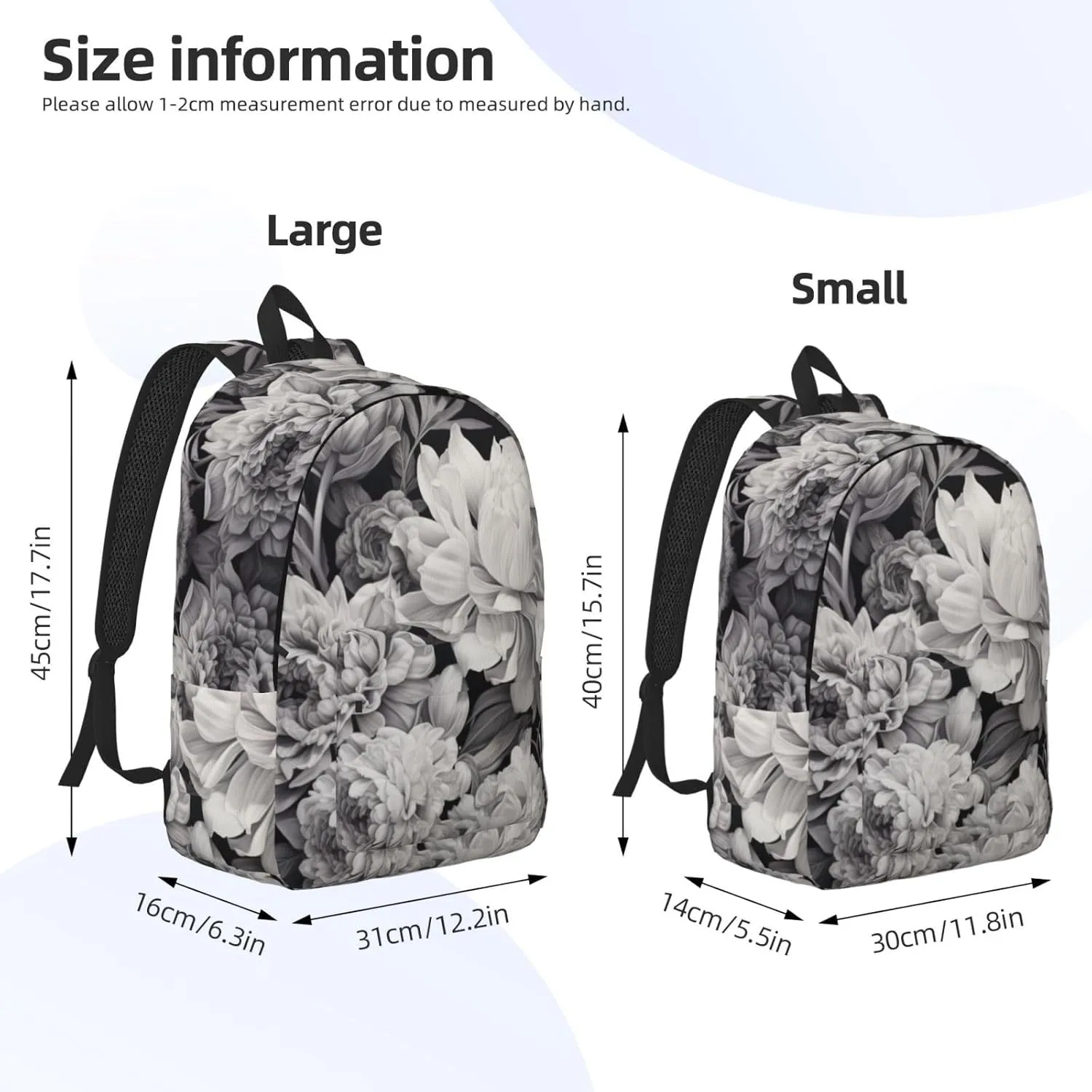 Floral Graphite Canvas Backpack For Men Women,Casual Rucksack Backpack, Laptop College Hiking Travel Bag
