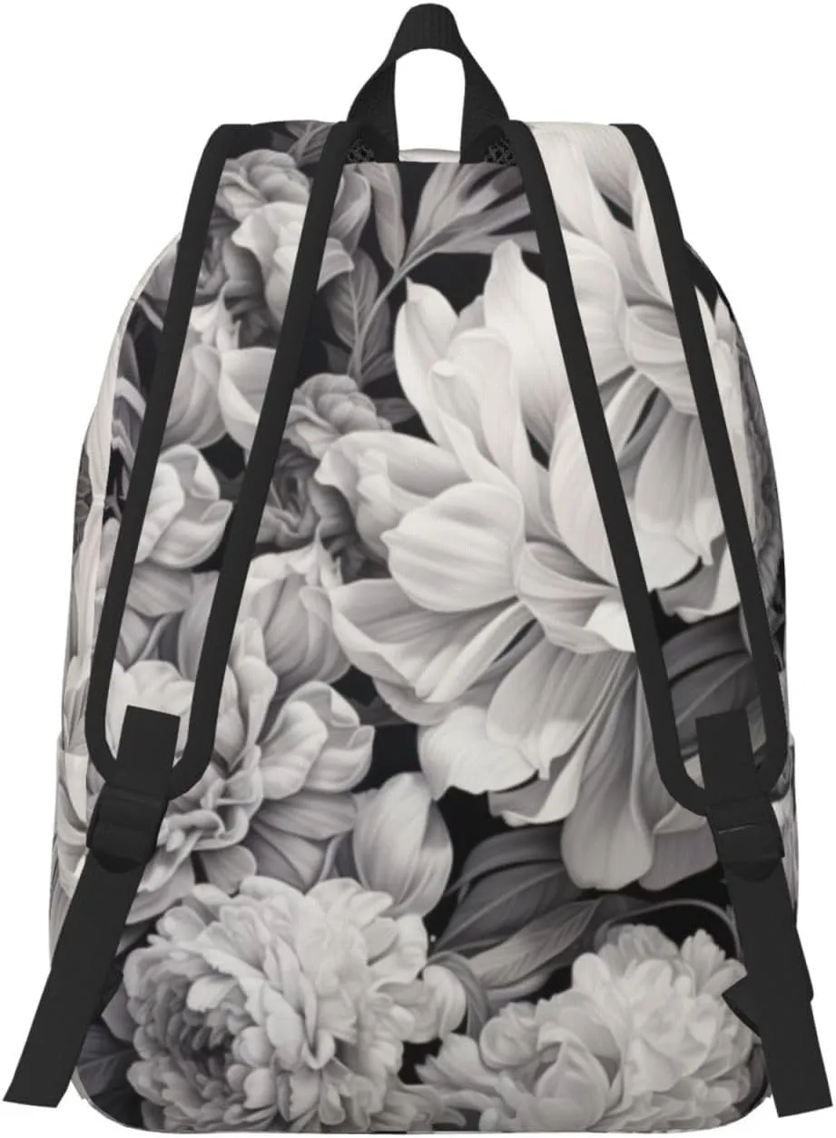 Floral Graphite Canvas Backpack For Men Women,Casual Rucksack Backpack, Laptop College Hiking Travel Bag