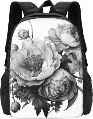 Floral Graphite Canvas Backpack For Men Women,Casual Rucksack Backpack, Laptop College Hiking Travel Bag