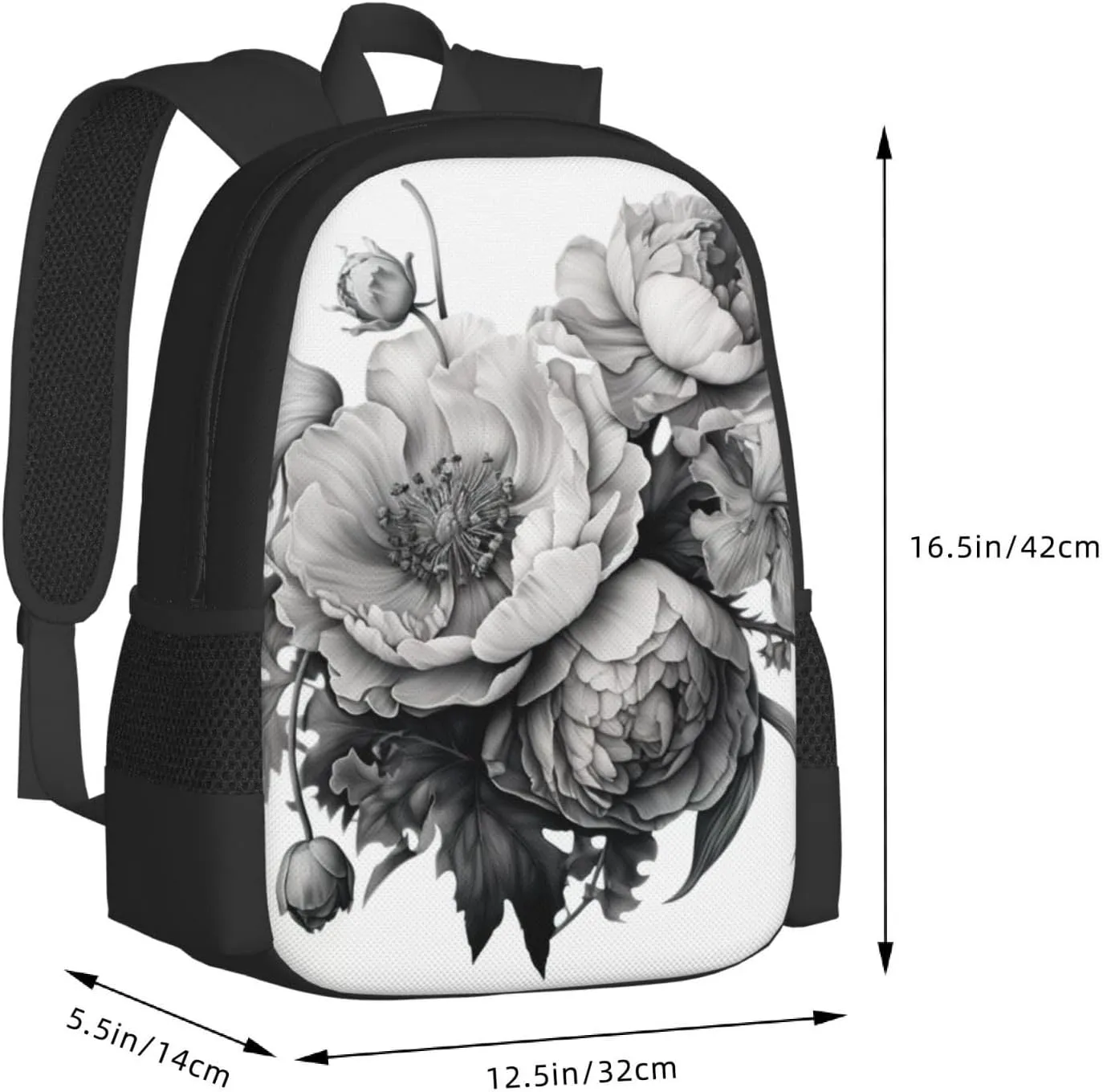 Floral Graphite Canvas Backpack For Men Women,Casual Rucksack Backpack, Laptop College Hiking Travel Bag