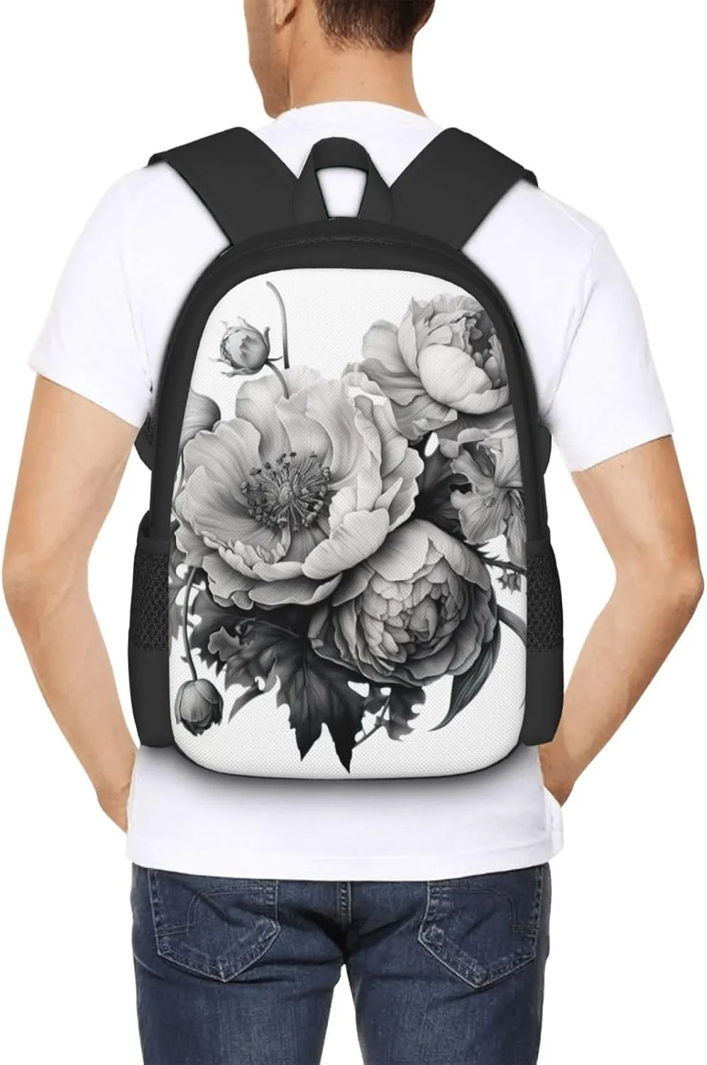 Floral Graphite Canvas Backpack For Men Women,Casual Rucksack Backpack, Laptop College Hiking Travel Bag
