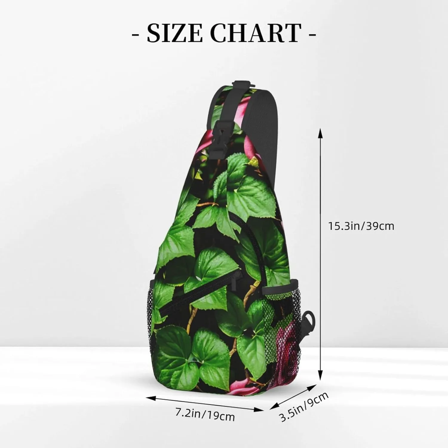 Floral Rose Ivy With Leaves Spring Sling Backpack,Men Cross Chest Bag Diagonally,Shoulder Bag For Outdoor Cycling Bag