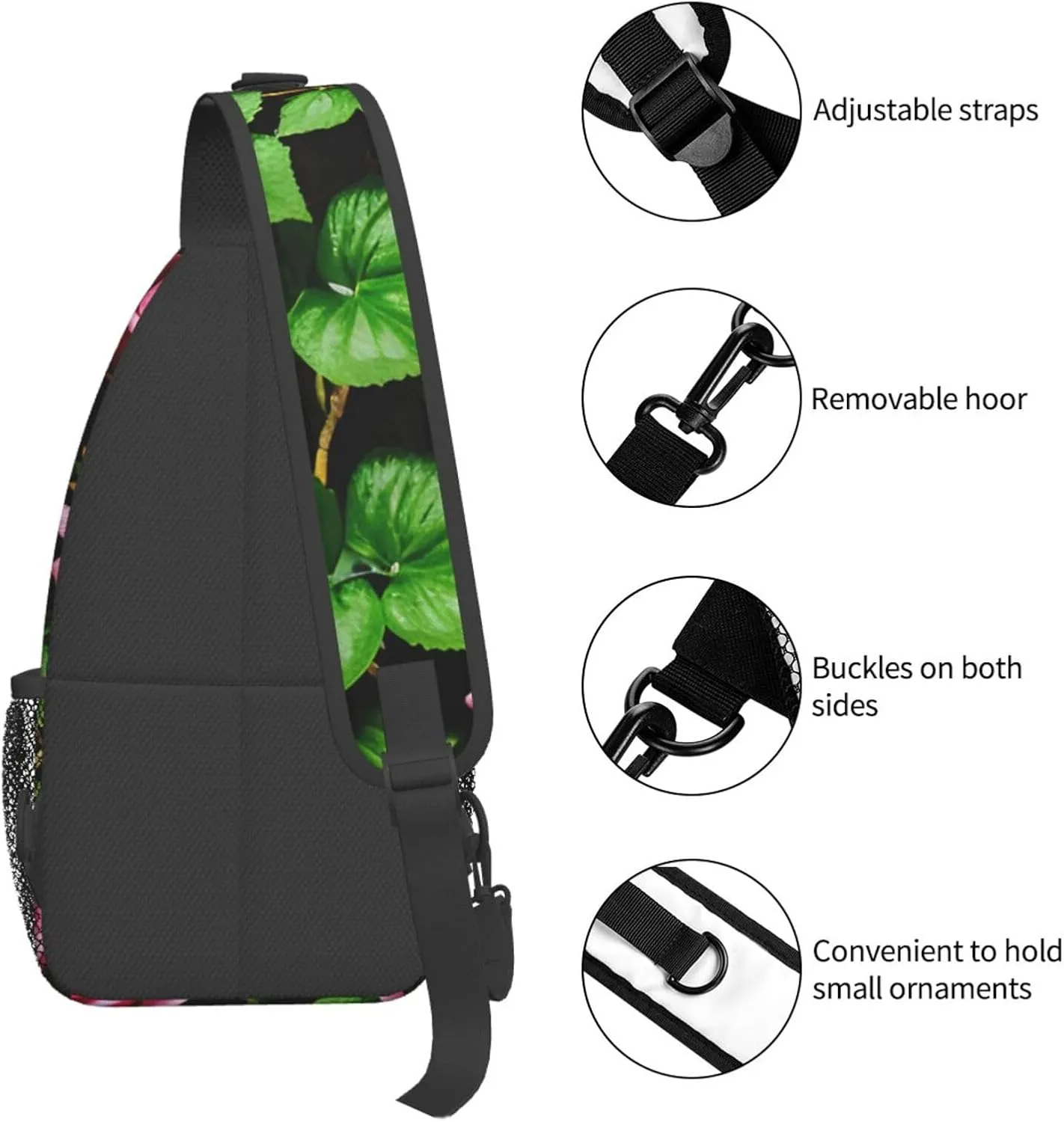 Floral Rose Ivy With Leaves Spring Sling Backpack,Men Cross Chest Bag Diagonally,Shoulder Bag For Outdoor Cycling Bag