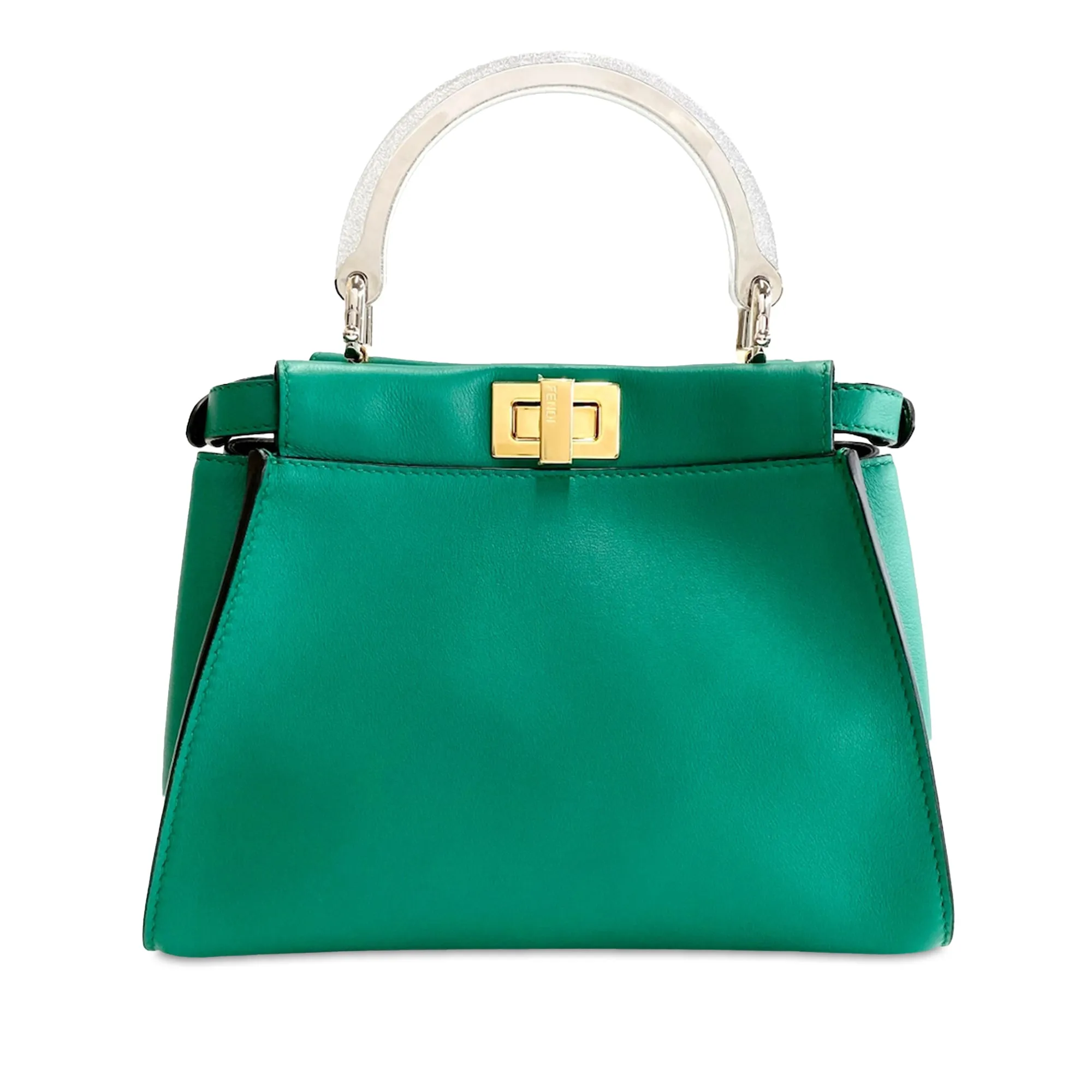 Green Fendi Mini Peekaboo Iconic Satchel