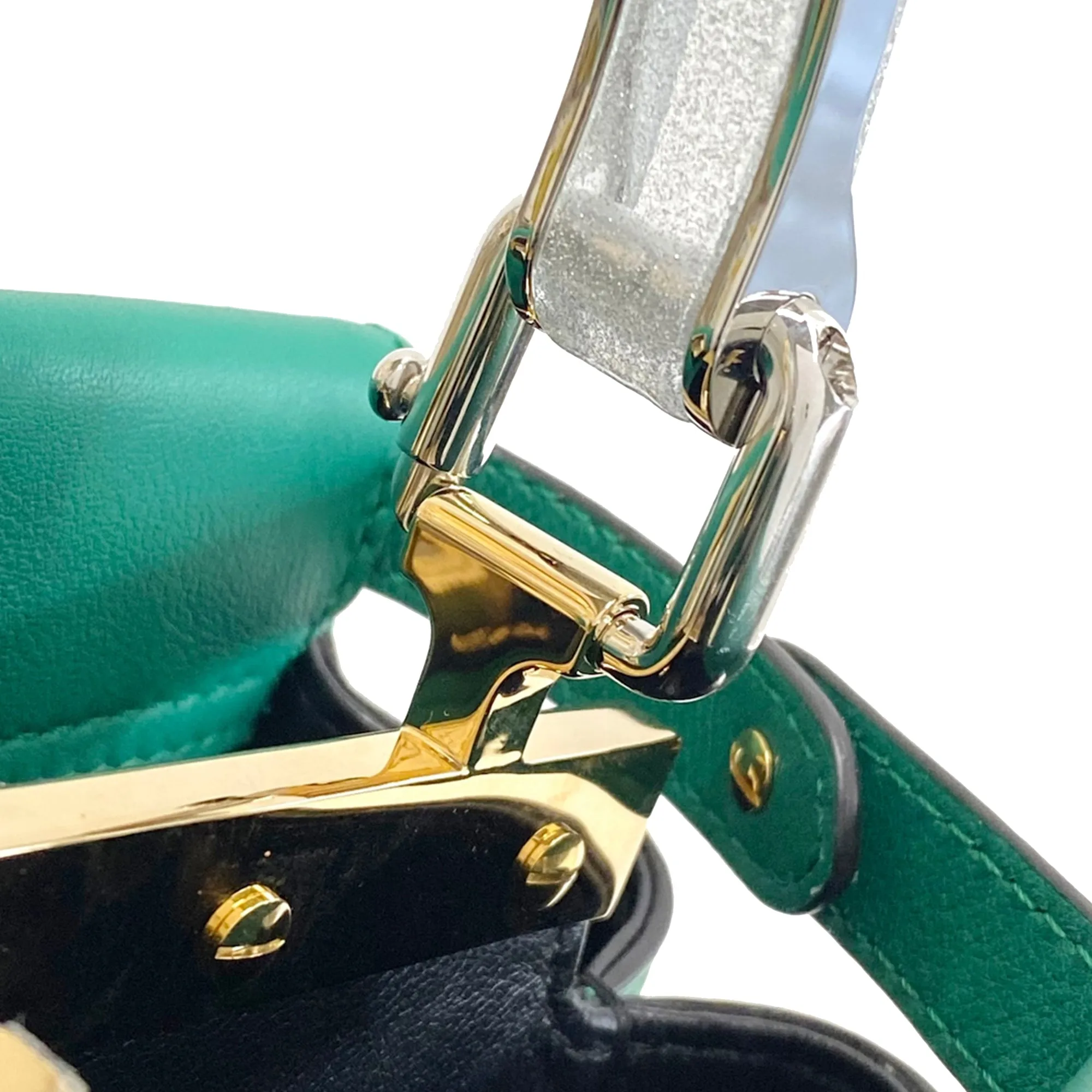 Green Fendi Mini Peekaboo Iconic Satchel