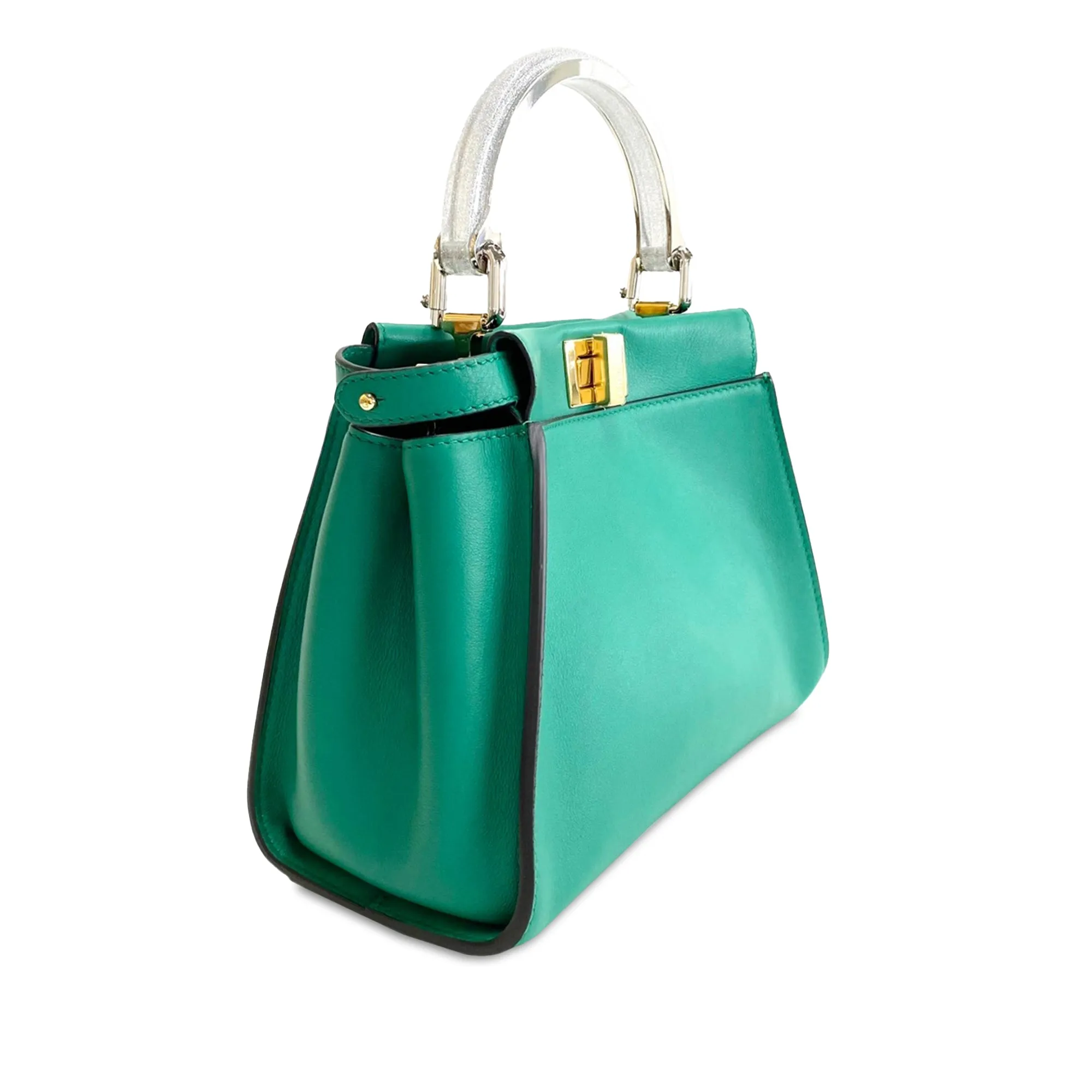Green Fendi Mini Peekaboo Iconic Satchel