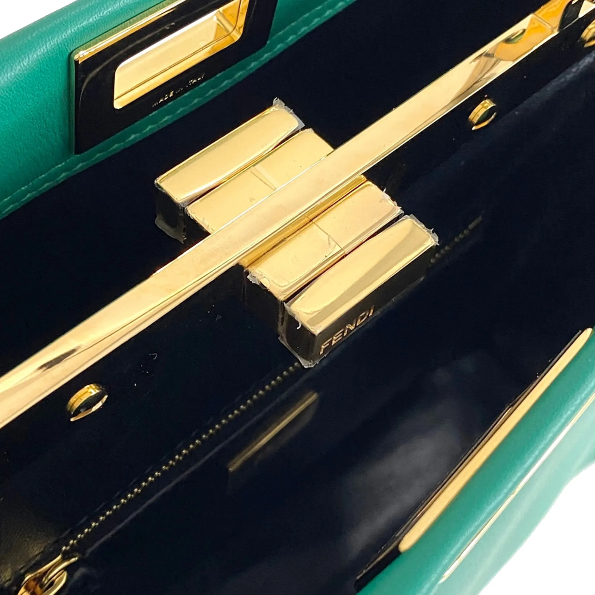 Green Fendi Mini Peekaboo Iconic Satchel