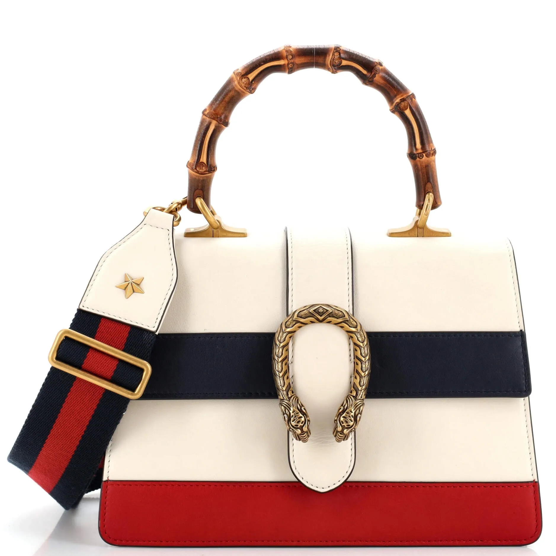 GUCCI Dionysus Bamboo Top Handle Bag Colorblock Leather Medium