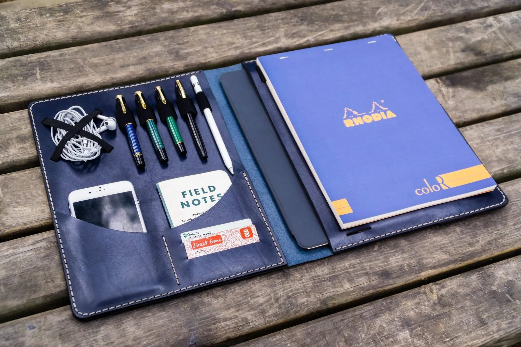 Leuchtturm1917 A4 - A4  Leather Cover Portfolio - Navy Blue