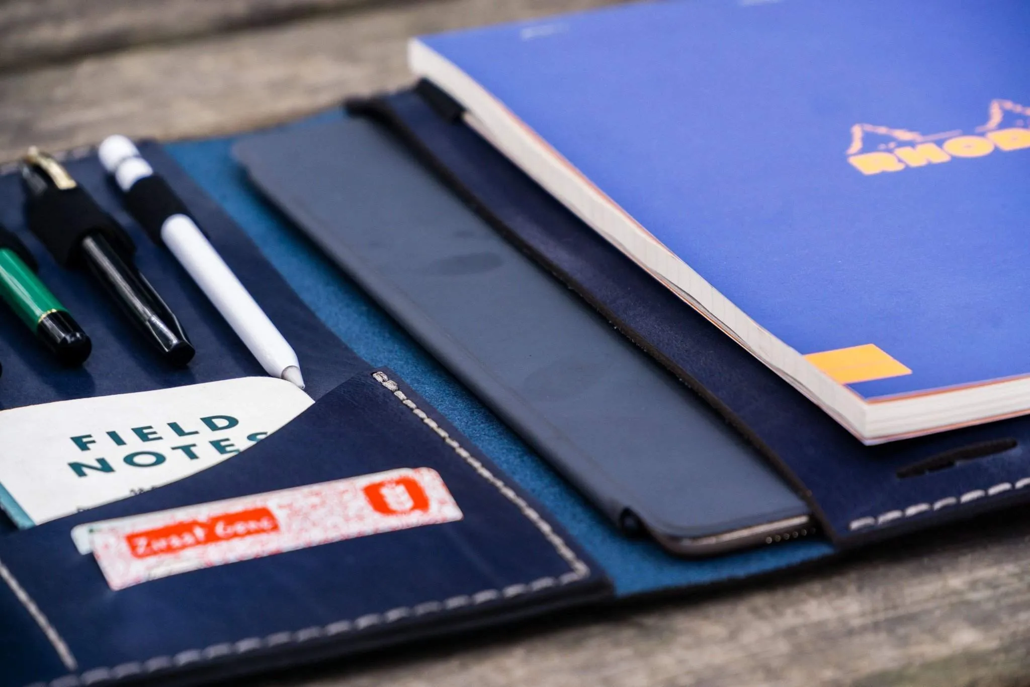 Leuchtturm1917 A4 - A4  Leather Cover Portfolio - Navy Blue