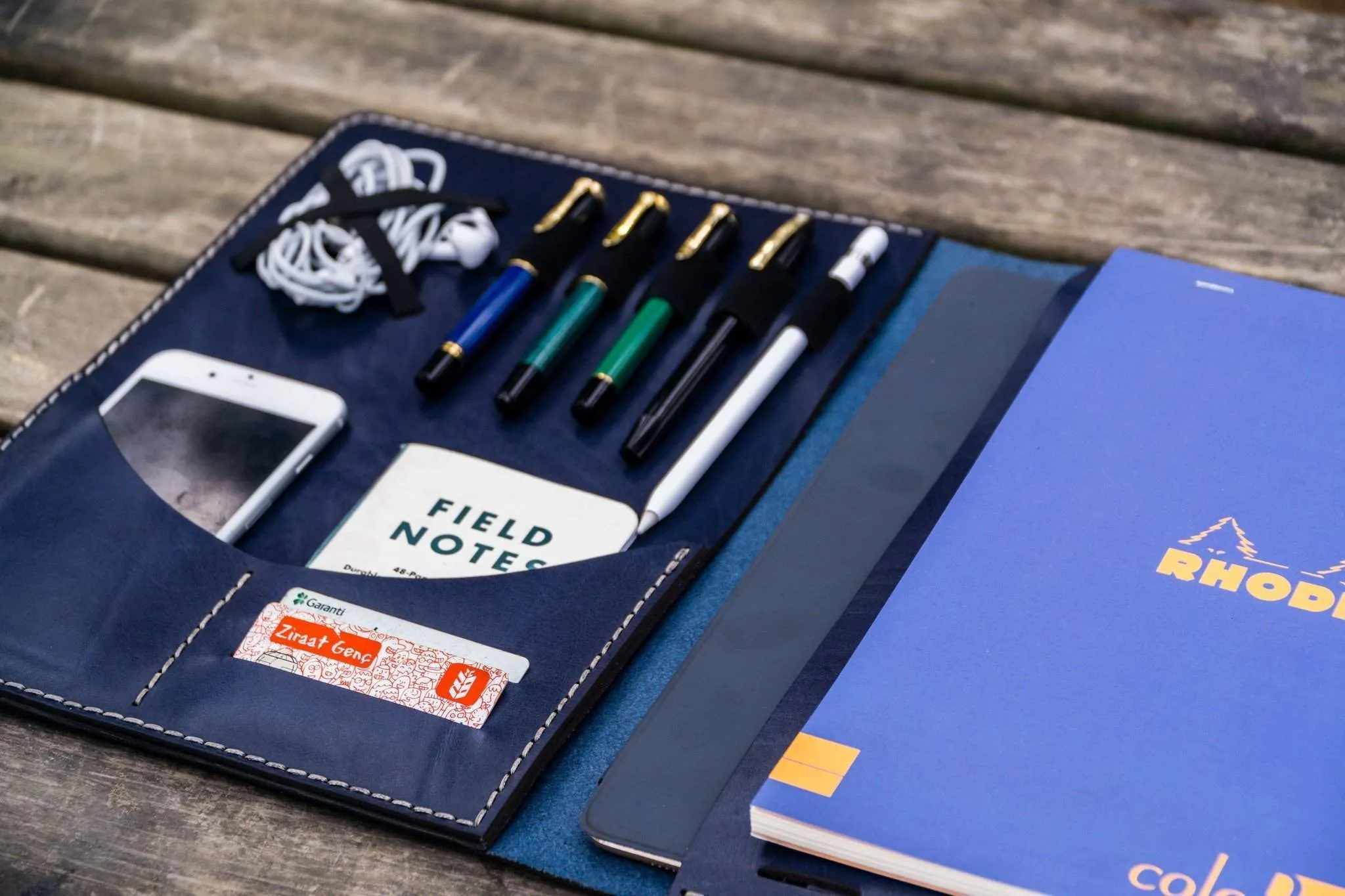 Leuchtturm1917 A4 - A4  Leather Cover Portfolio - Navy Blue