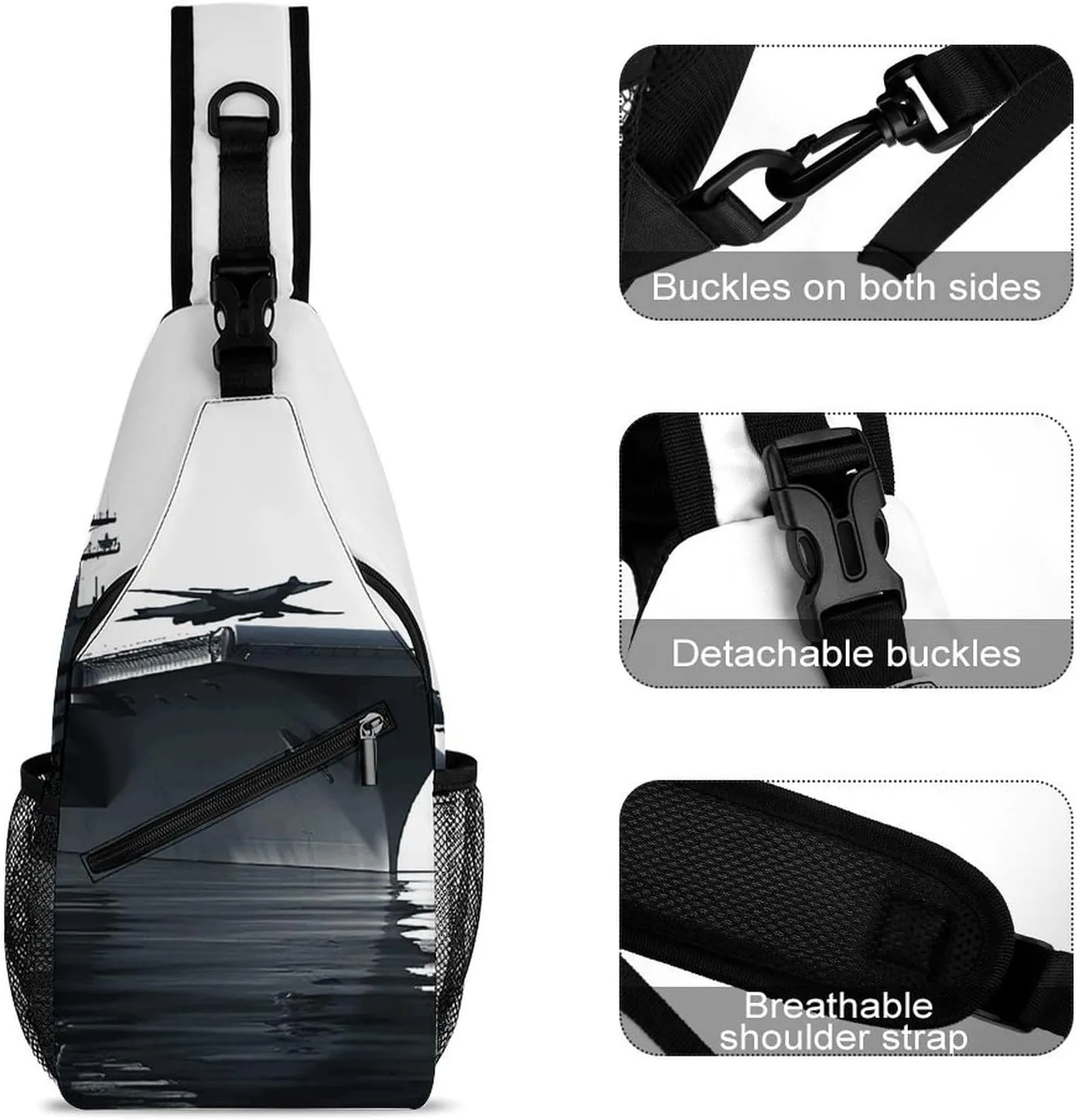 Lightweight Chest Bag Crossbody Bag Aircraft Carrier Sling Backpack for Women Men Sports Travel